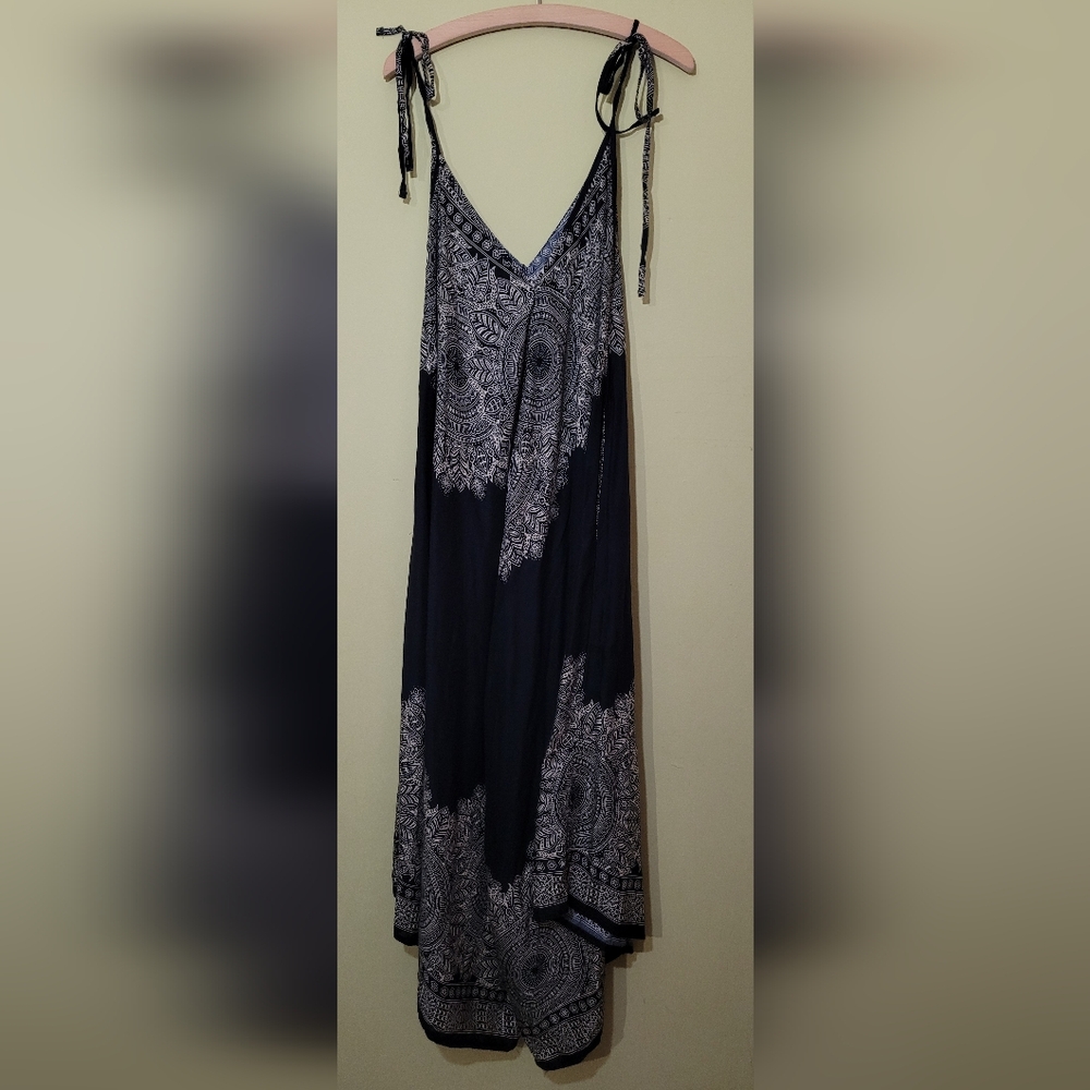 No Brand Black and Cream Mandala Patterned Fabric  Wide Leg Jumper Medium